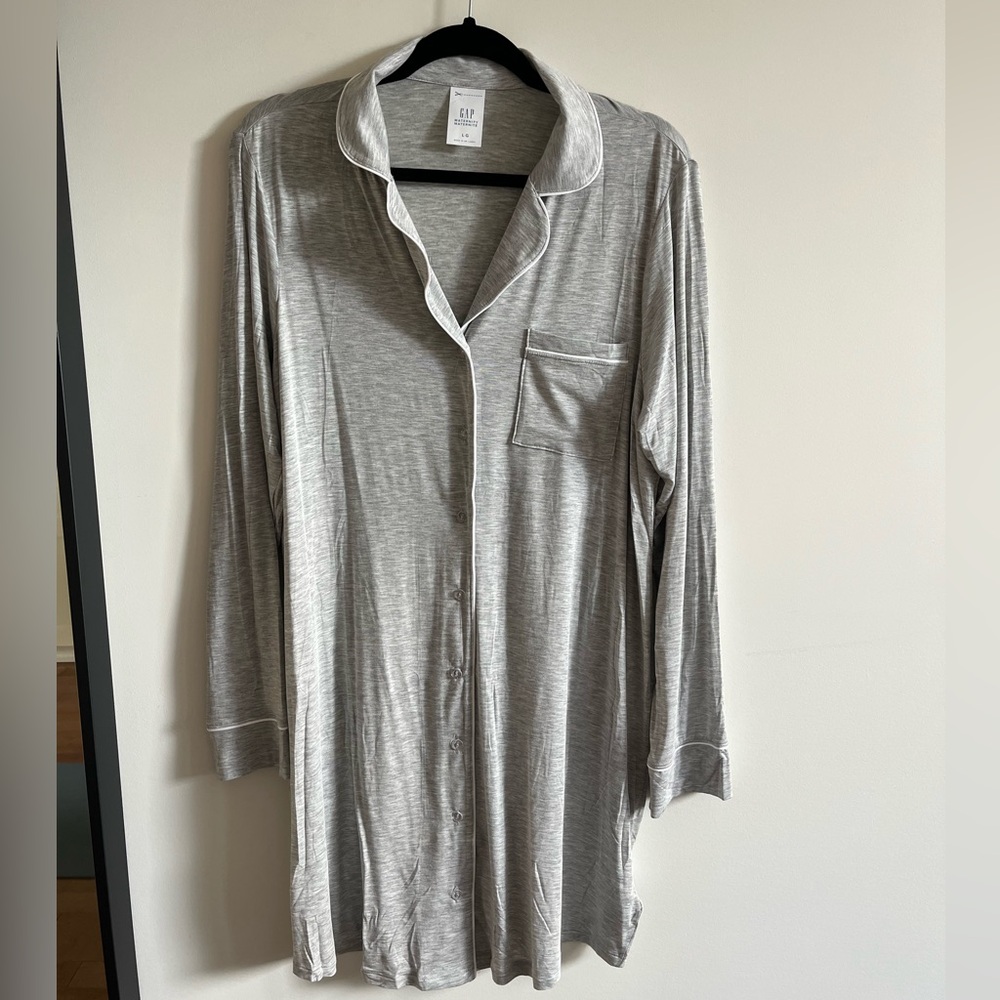 GAP Maternity Modal PJ Shirtdress. Grey. Size L.